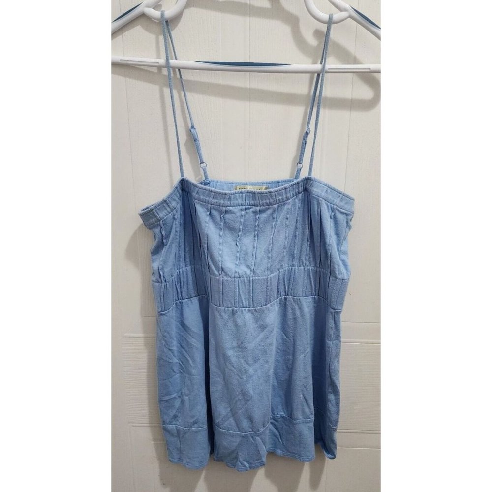 Vtg Y2K Style Banana Republic Women’s Spaghetti Strap Pleated Tank Top Blue Sz M